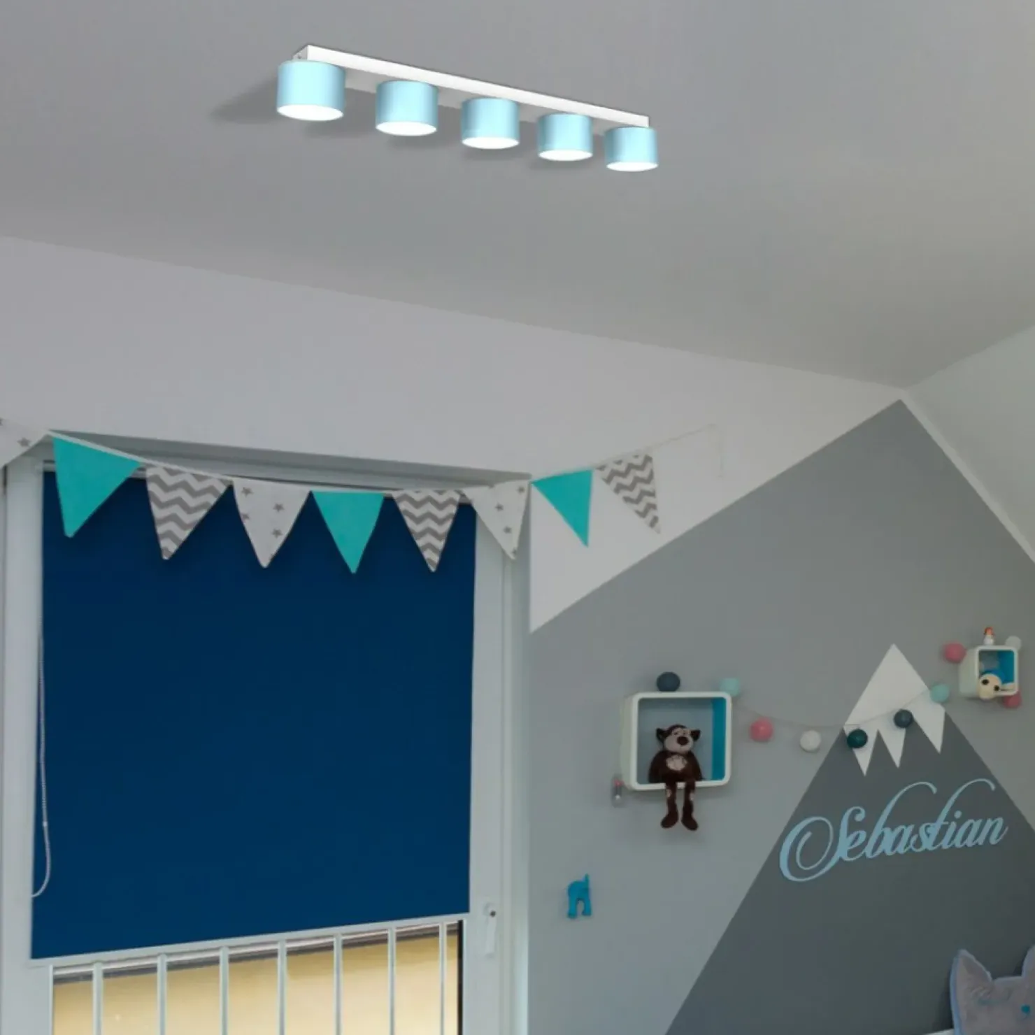 Shop Sklep Kaja Podłużna lampa sufitowa, pięć punktów świetlnych MLP7552 z serii DIXIE | Kaja Oś