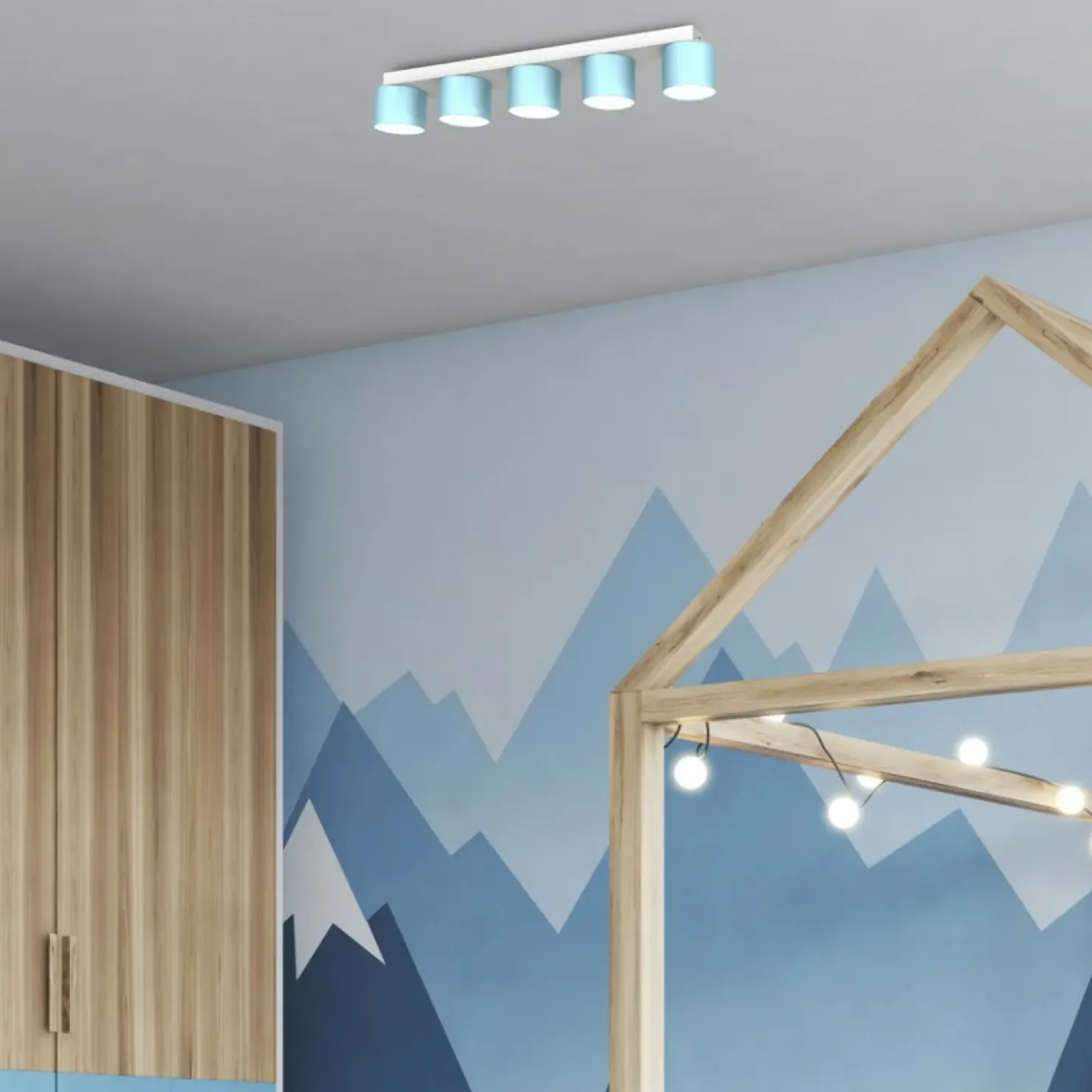 Shop Sklep Kaja Podłużna lampa sufitowa, pięć punktów świetlnych MLP7552 z serii DIXIE | Kaja Oś