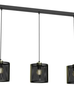 Shop Sklep Kaja Podłużna lampa wisząca, trzy ażurowe abażury LX 4150 z serii KAGA czarny