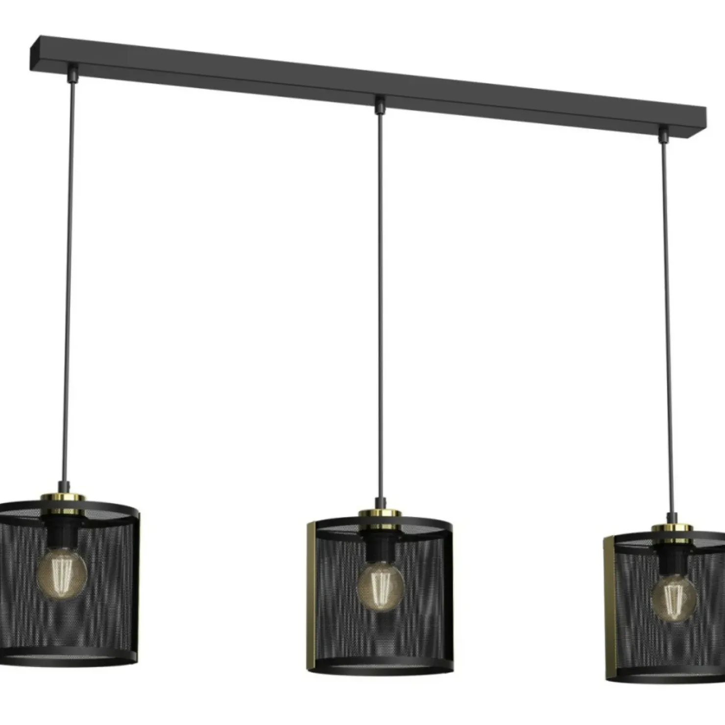 Shop Sklep Kaja Podłużna lampa wisząca, trzy ażurowe abażury LX 4150 z serii KAGA czarny