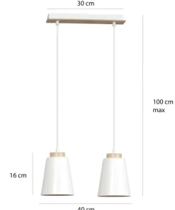 Discount Sklep Kaja Podwójna lampa wisząca na listwie białe klosze 443/2 | Kaja