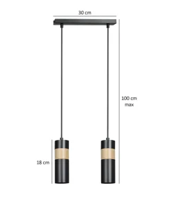 Best Sale Sklep Kaja Podwójna lampa wisząca na listwie w czarnym kolorze 732/2 serii AKA