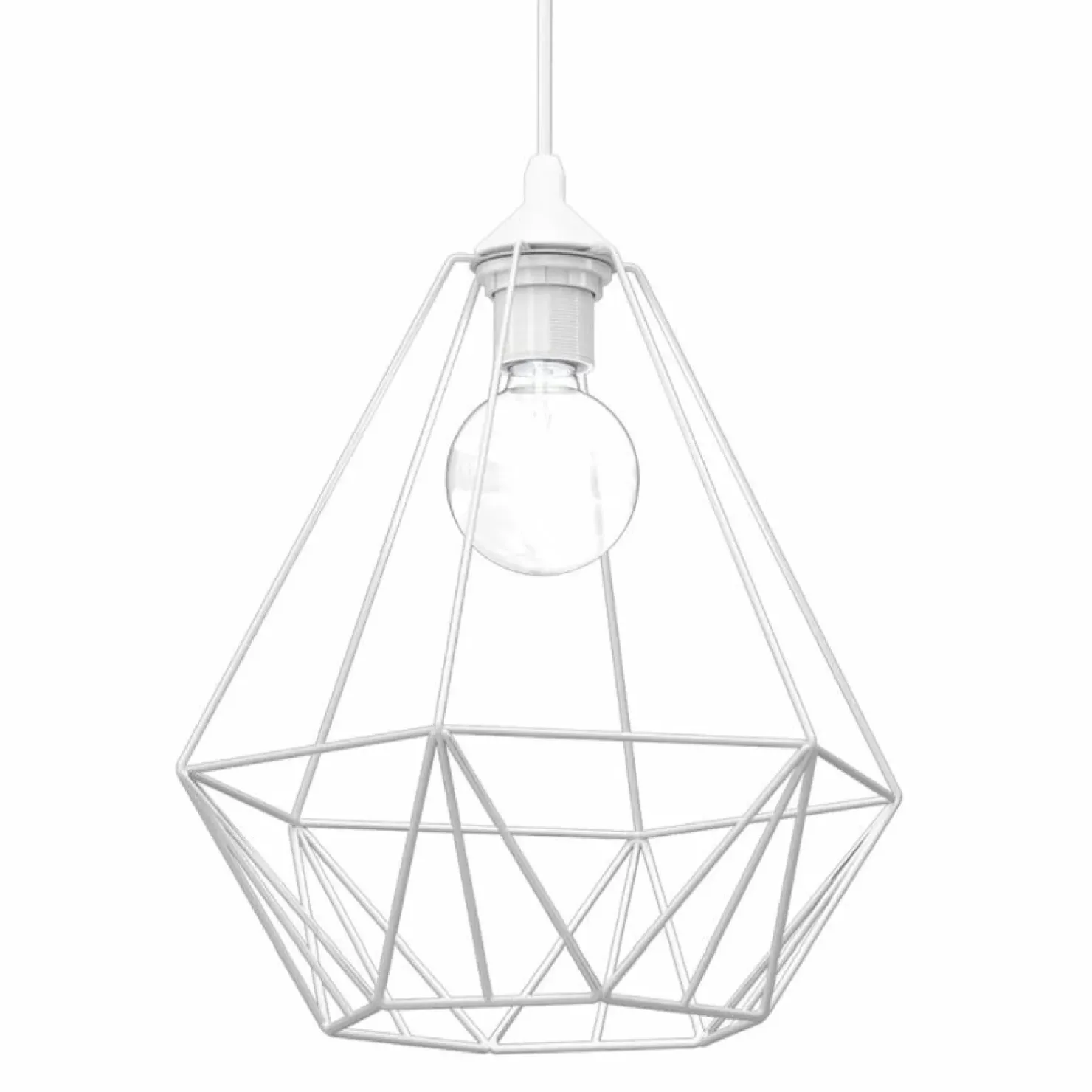Clearance Sklep Kaja Pojedyncza, biała, druciana lampa wisząca MLP7212 BASKET | Kaja