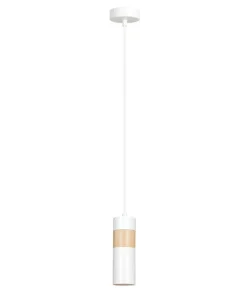Cheap Sklep Kaja Pojedyncza biała lampa wisząca z drewnem 733/1 z serii AKA