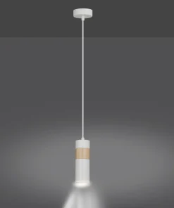 Cheap Sklep Kaja Pojedyncza biała lampa wisząca z drewnem 733/1 z serii AKA