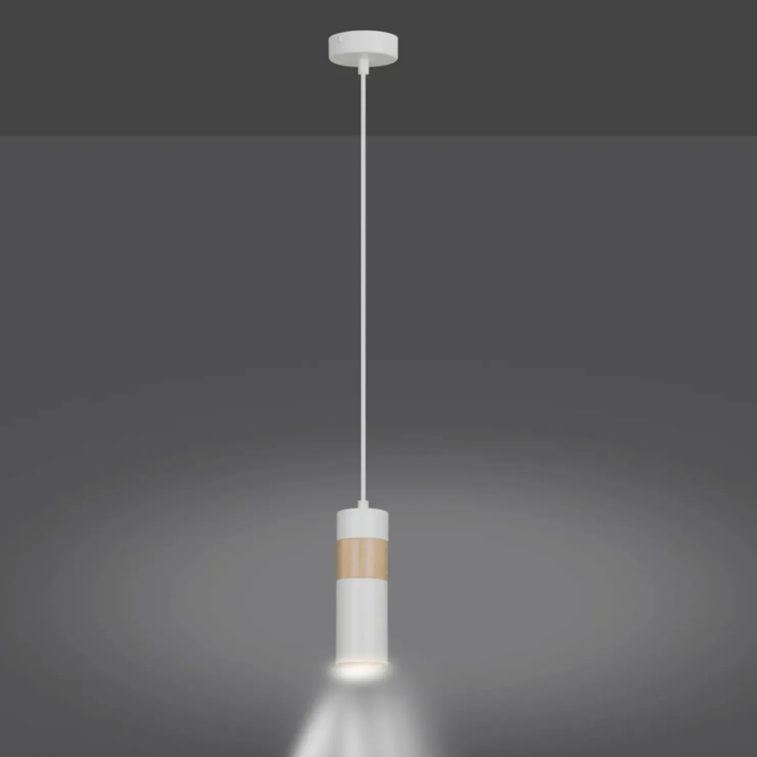 Cheap Sklep Kaja Pojedyncza biała lampa wisząca z drewnem 733/1 z serii AKA