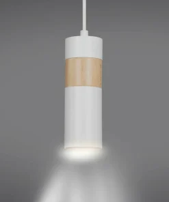 Cheap Sklep Kaja Pojedyncza biała lampa wisząca z drewnem 733/1 z serii AKA