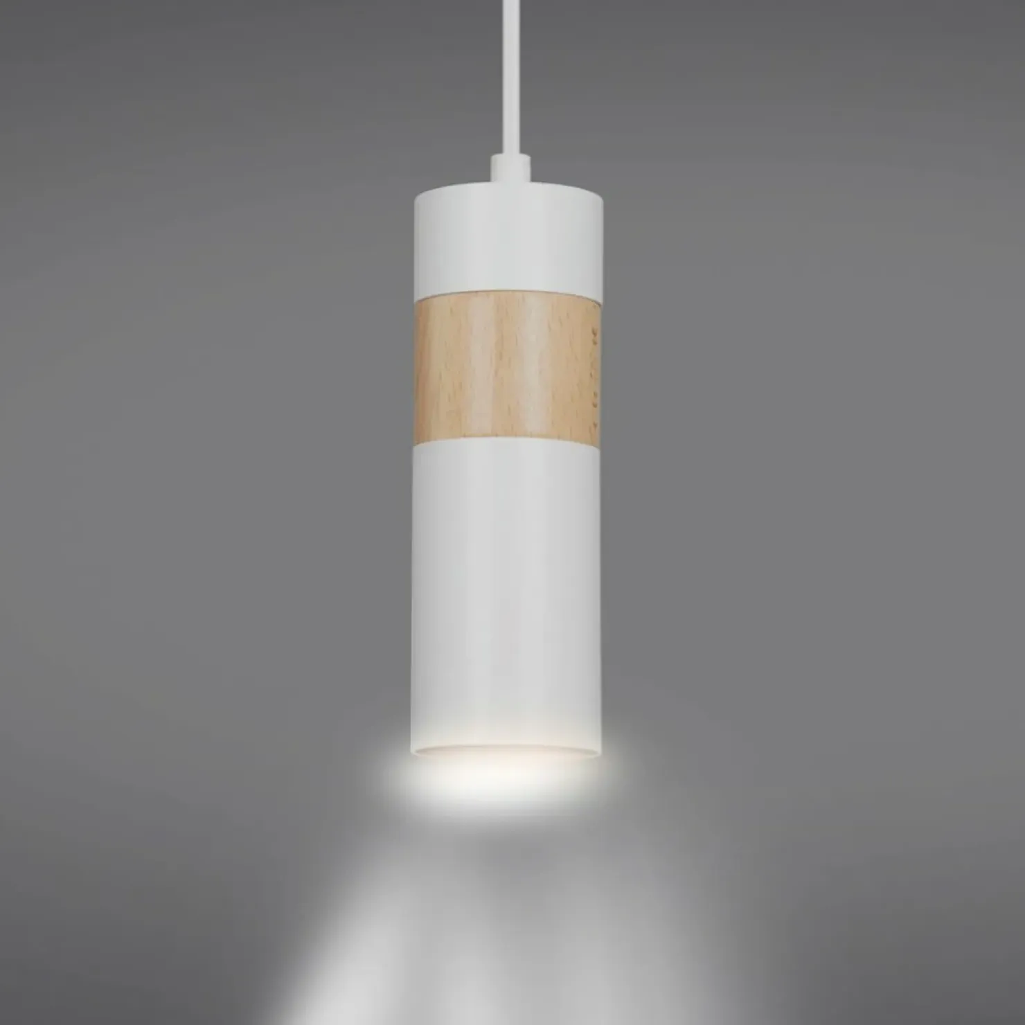 Cheap Sklep Kaja Pojedyncza biała lampa wisząca z drewnem 733/1 z serii AKA
