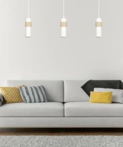Cheap Sklep Kaja Pojedyncza biała lampa wisząca z drewnem 733/1 z serii AKA