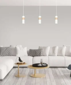 Cheap Sklep Kaja Pojedyncza biała lampa wisząca z drewnem 733/1 z serii AKA