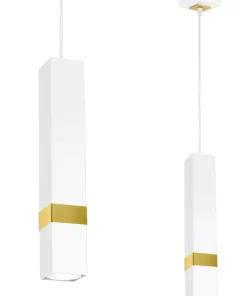 Outlet Sklep Kaja Pojedyncza lampa wisząca w kolorze bieli i złota MLP6275 z serii VIDAR | Kaja Oś