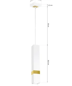 Outlet Sklep Kaja Pojedyncza lampa wisząca w kolorze bieli i złota MLP6275 z serii VIDAR | Kaja Oś