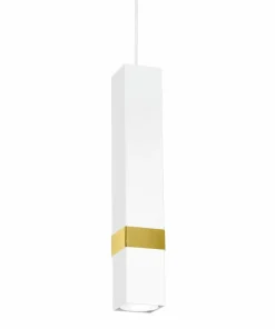 Outlet Sklep Kaja Pojedyncza lampa wisząca w kolorze bieli i złota MLP6275 z serii VIDAR | Kaja Oś