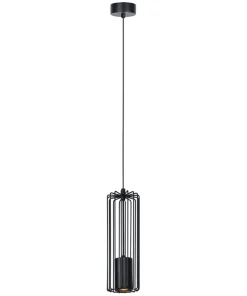 Store Sklep Kaja Pojedyncza lampa wisząca z drucianym kloszem K-4930 | Kaja Oświetlenie czarny