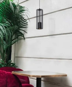 Store Sklep Kaja Pojedyncza lampa wisząca z drucianym kloszem K-4930 | Kaja Oświetlenie czarny