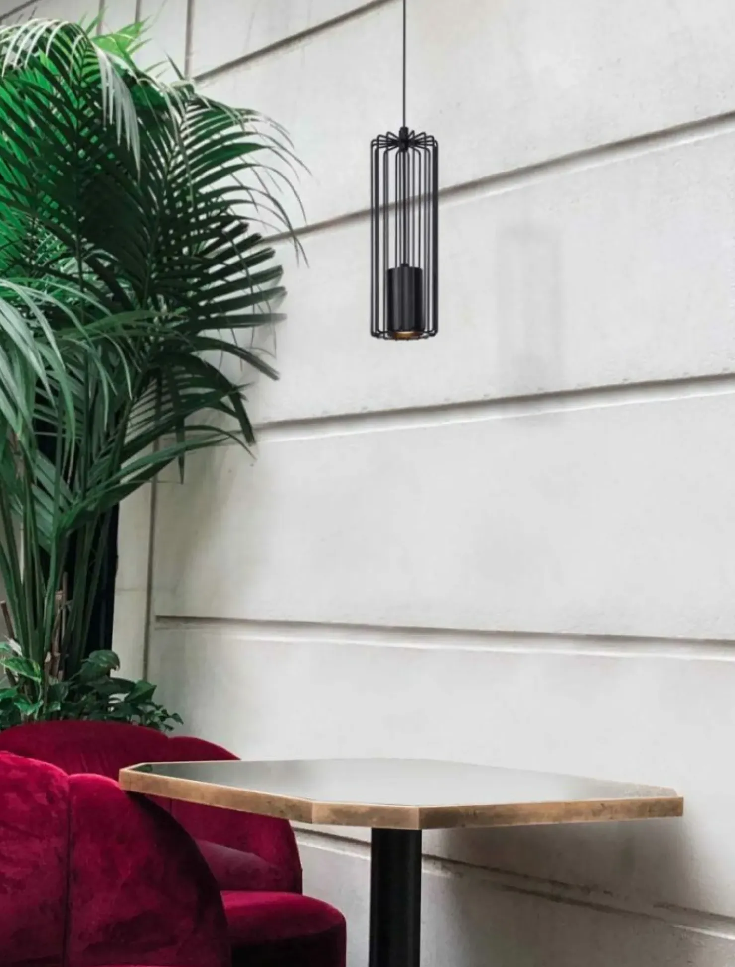 Store Sklep Kaja Pojedyncza lampa wisząca z drucianym kloszem K-4930 | Kaja Oświetlenie czarny
