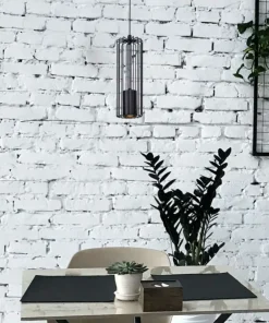Store Sklep Kaja Pojedyncza lampa wisząca z drucianym kloszem K-4930 | Kaja Oświetlenie czarny