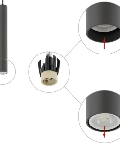 Discount Sklep Kaja Pojedyncza, punktowa lampa wisząca, tuba 30cm 10903 FOURTY | Kaja szary