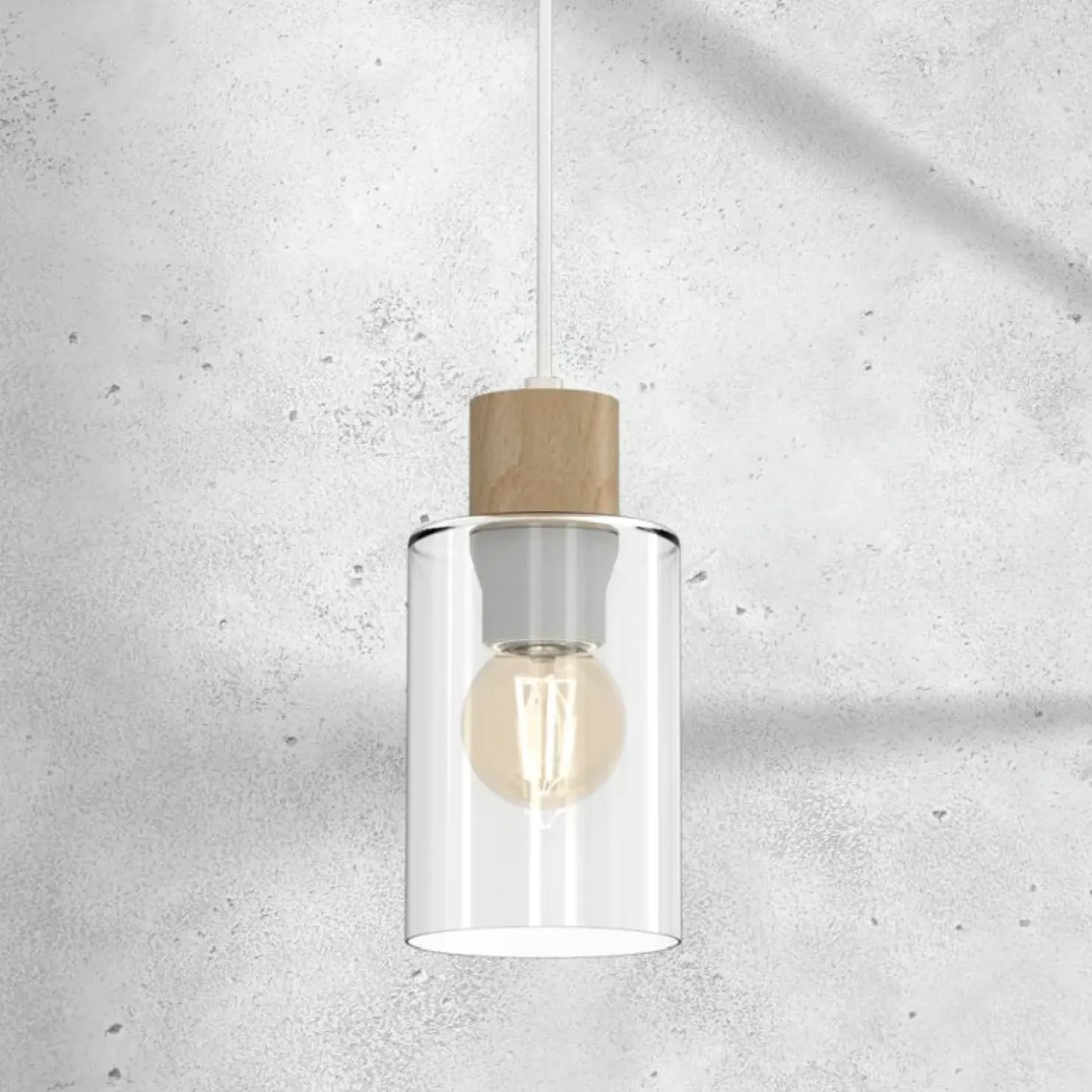 Clearance Sklep Kaja Pojedynczy, minimalistyczny zwis z drewnem MLP8554 MADERA | Kaja