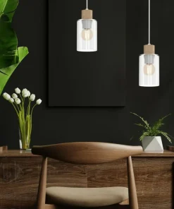 Clearance Sklep Kaja Pojedynczy, minimalistyczny zwis z drewnem MLP8554 MADERA | Kaja