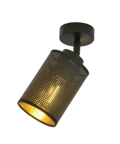 Store Sklep Kaja Pojedynczy reflektor z czarno-złotym abażurem 1152/1 BRONX | Kaja czarny