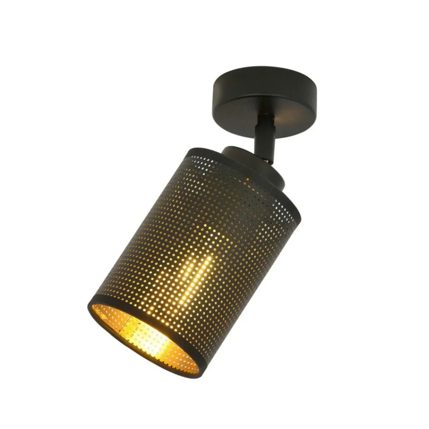 Store Sklep Kaja Pojedynczy reflektor z czarno-złotym abażurem 1152/1 BRONX | Kaja czarny