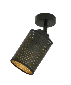 Store Sklep Kaja Pojedynczy reflektor z czarno-złotym abażurem 1152/1 BRONX | Kaja czarny