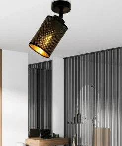 Store Sklep Kaja Pojedynczy reflektor z czarno-złotym abażurem 1152/1 BRONX | Kaja czarny