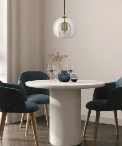 Outlet Sklep Kaja Pojedynczy, złoty zwis z okrągłym kloszem LP-133/1P z serii ARETTE