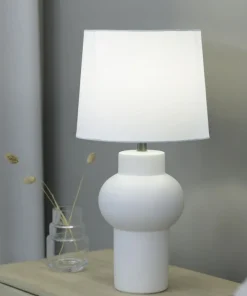 Ponadczasowa, biała lampka stołowa do salonu 108450 z serii SHAPE*Sklep Kaja Cheap