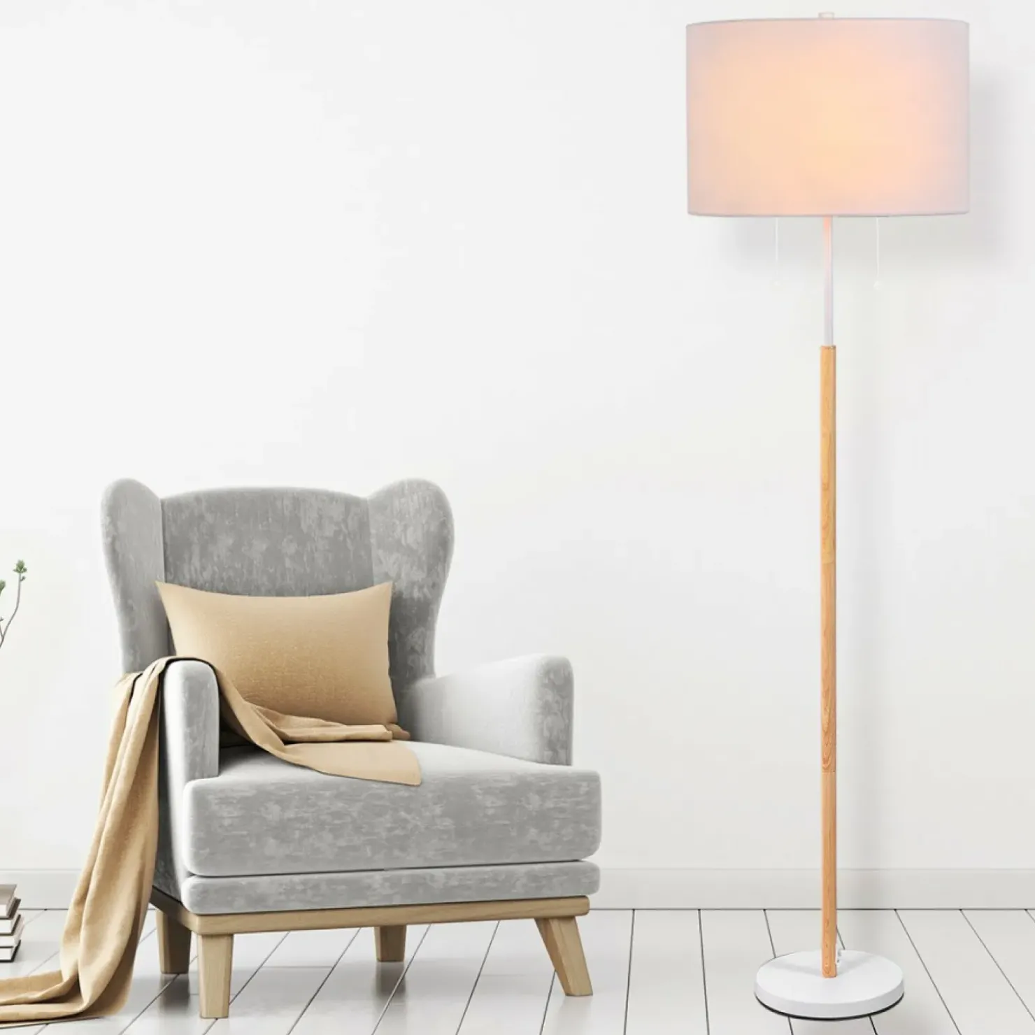 Ponadczasowa lampa podłogowa do sypialni LP-0304/2F WH FOGO | Kaja*Sklep Kaja Flash Sale