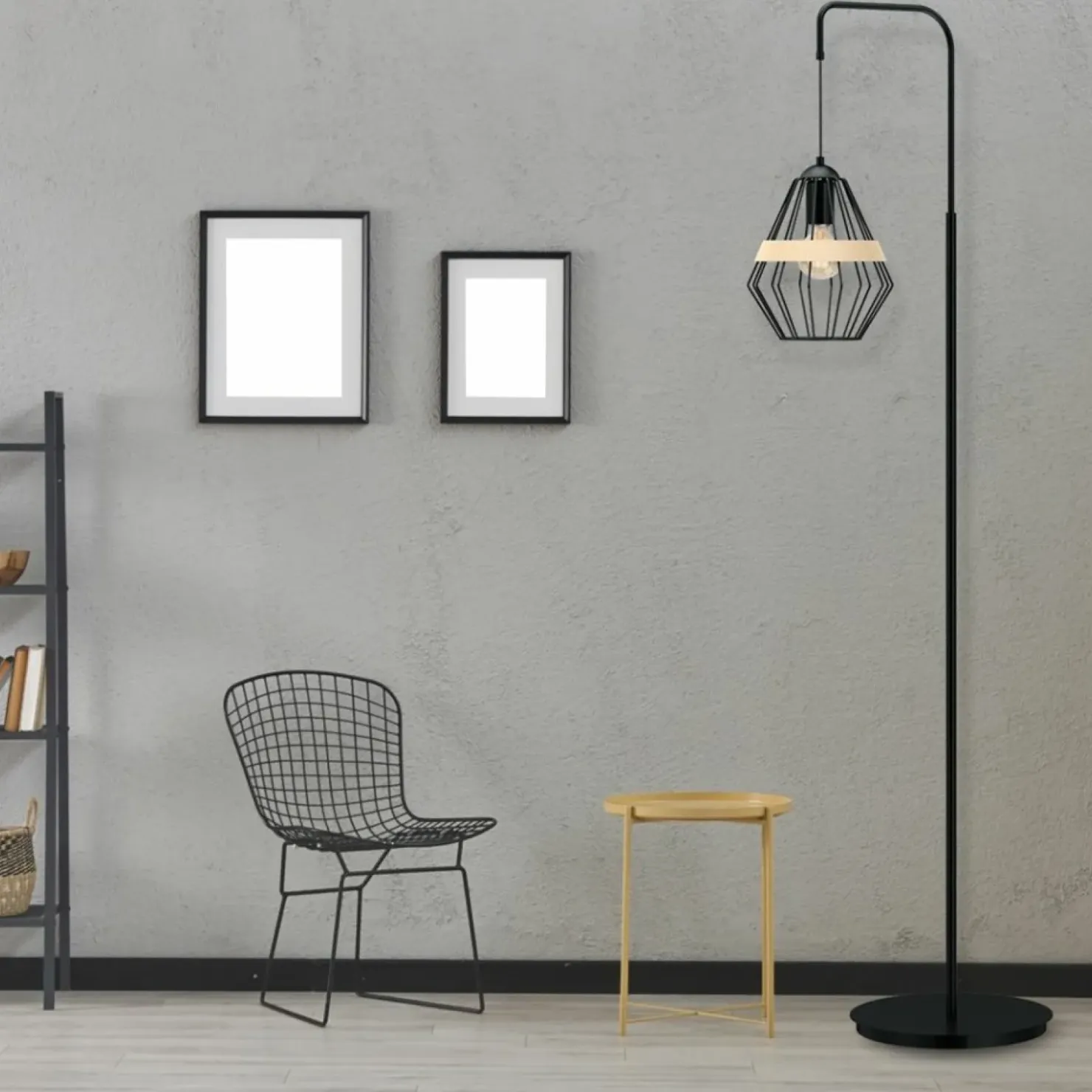 Ponadczasowa lampa podłogowa, druciany klosz MLP5528 z serii CLIFF | Kaja Oświet*Sklep Kaja Hot