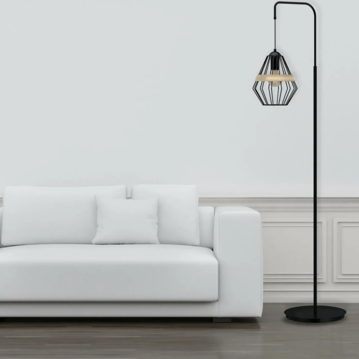 Ponadczasowa lampa podłogowa, druciany klosz MLP5528 z serii CLIFF | Kaja Oświet*Sklep Kaja Hot