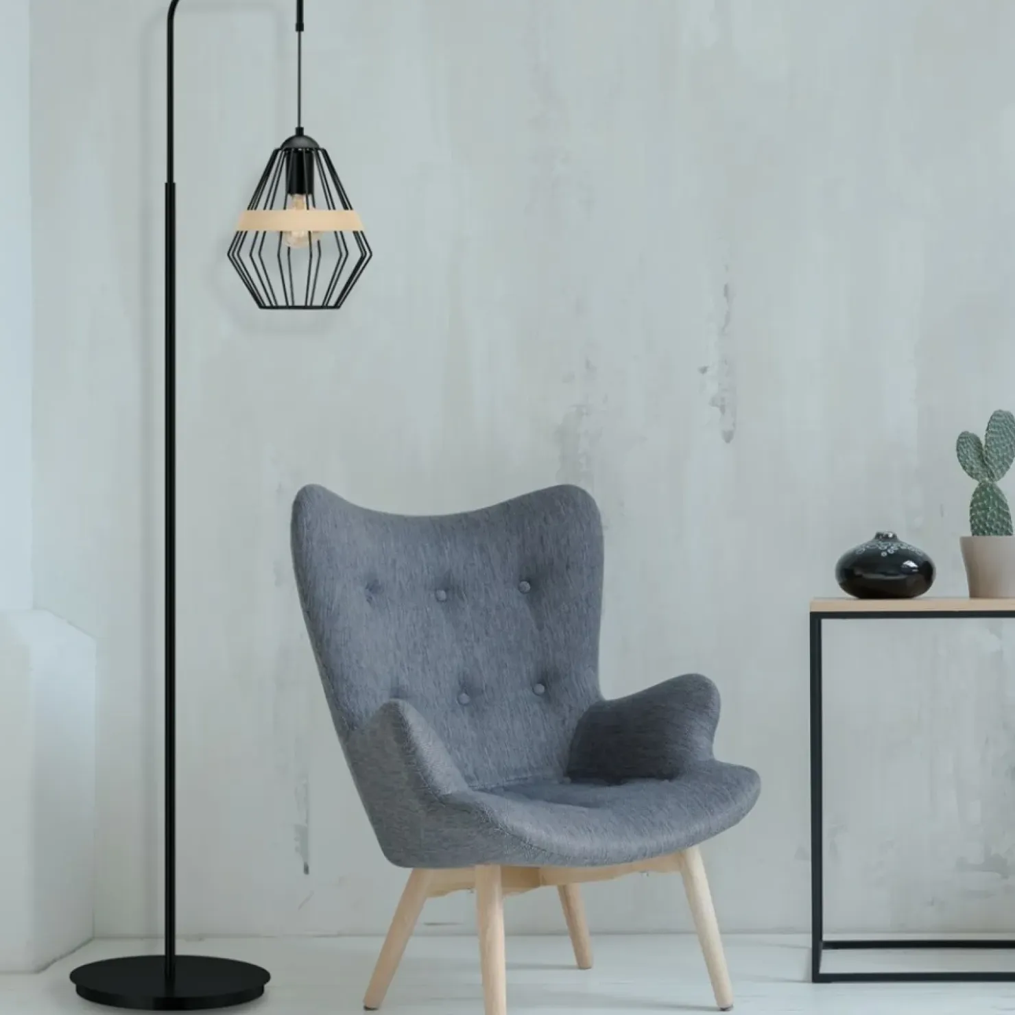 Ponadczasowa lampa podłogowa, druciany klosz MLP5528 z serii CLIFF | Kaja Oświet*Sklep Kaja Hot