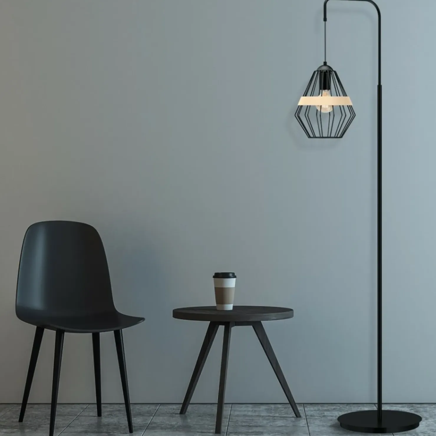 Ponadczasowa lampa podłogowa, druciany klosz MLP5528 z serii CLIFF | Kaja Oświet*Sklep Kaja Hot