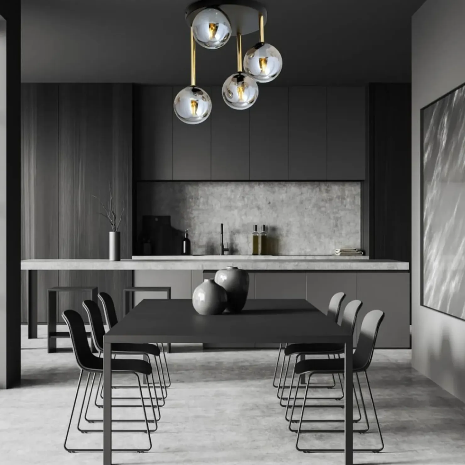 Ponadczasowa lampa sufitowa z ciemnymi kloszami 1259/4 z serii DOLCE*Sklep Kaja Best Sale