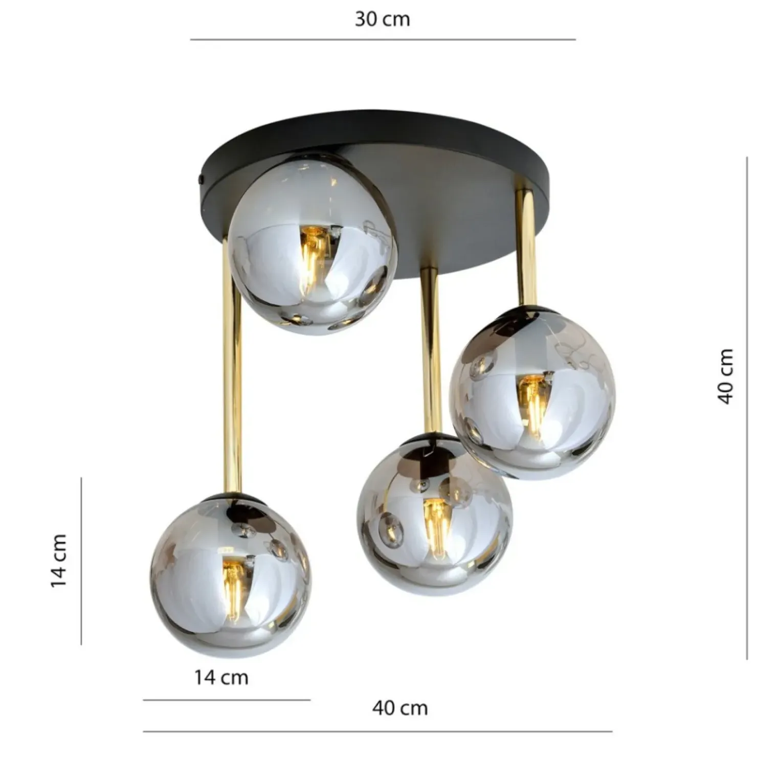 Ponadczasowa lampa sufitowa z ciemnymi kloszami 1259/4 z serii DOLCE*Sklep Kaja Best Sale