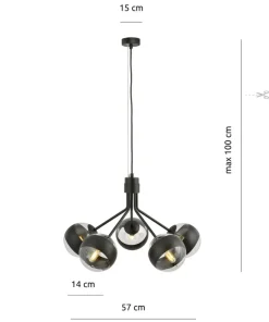 Shop Sklep Kaja Ponadczasowa lampa wisząca z 5 kloszami 1139/5 NOVA | Kaja Oświetlenie