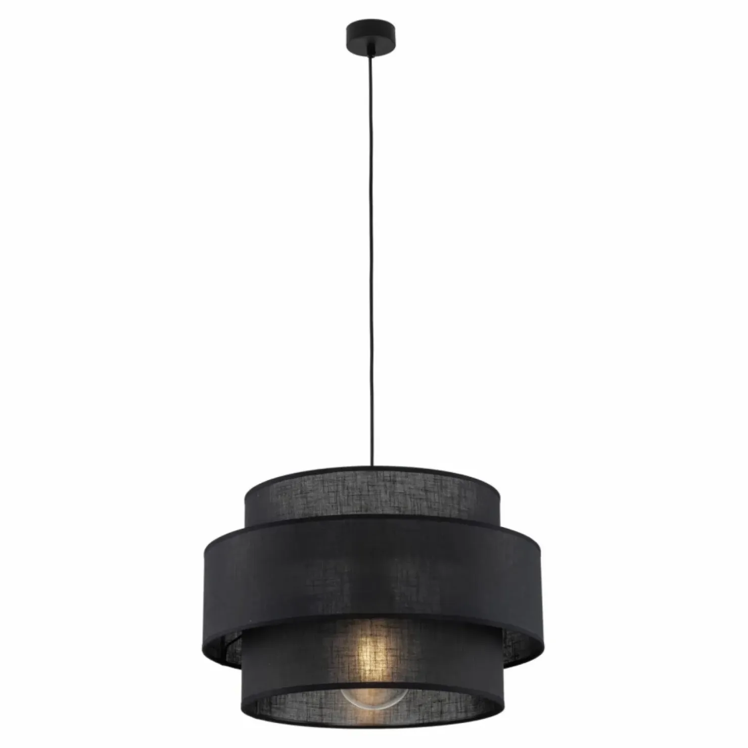 Store Sklep Kaja Ponadczasowy, czarny zwis z abażurem TK 4999 CALISTO BLACK | Kaja