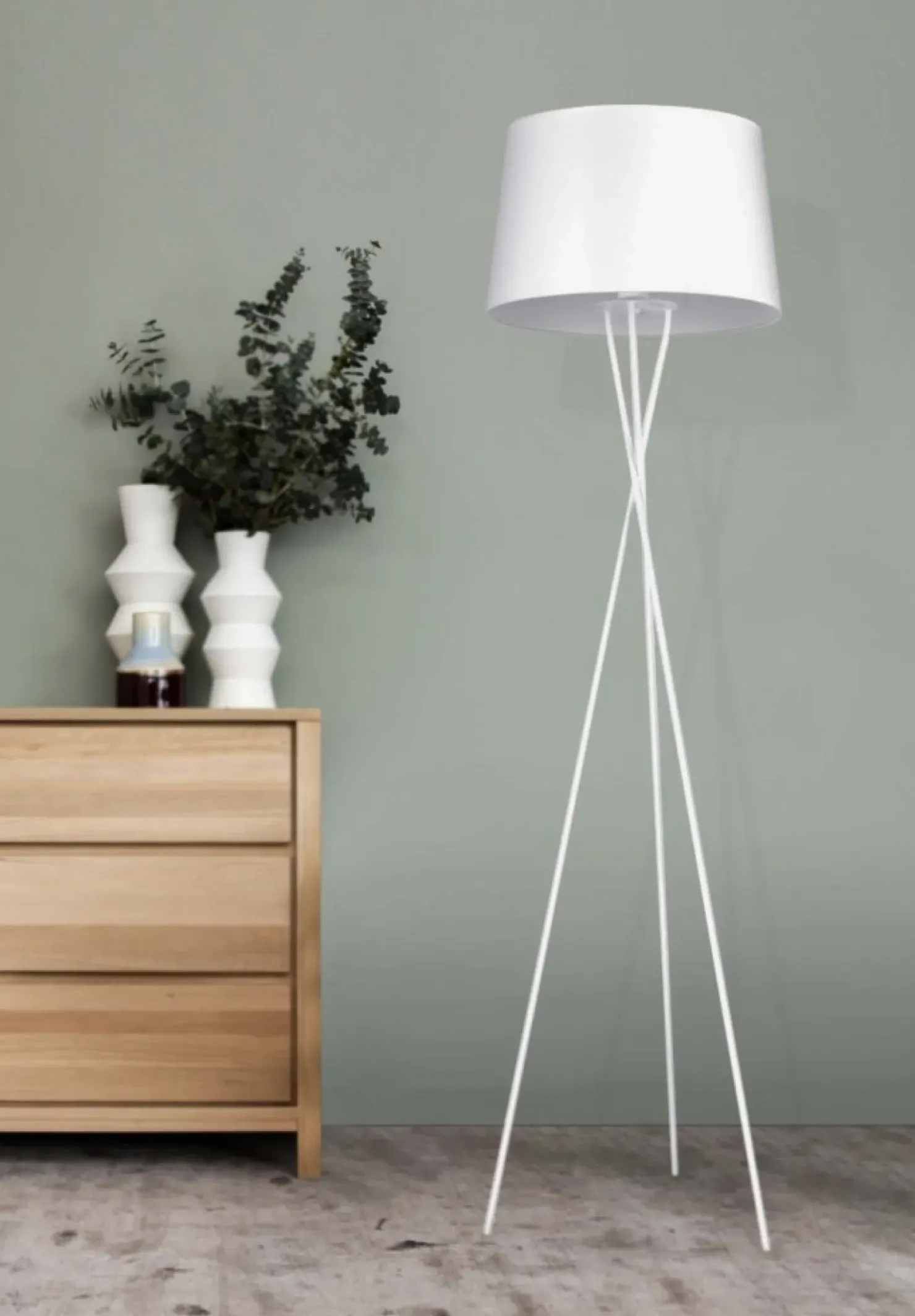 Ponadczasowy trójnóg lampa podłogowa K-4363 REMI WHITE | Kaja*Sklep Kaja Cheap