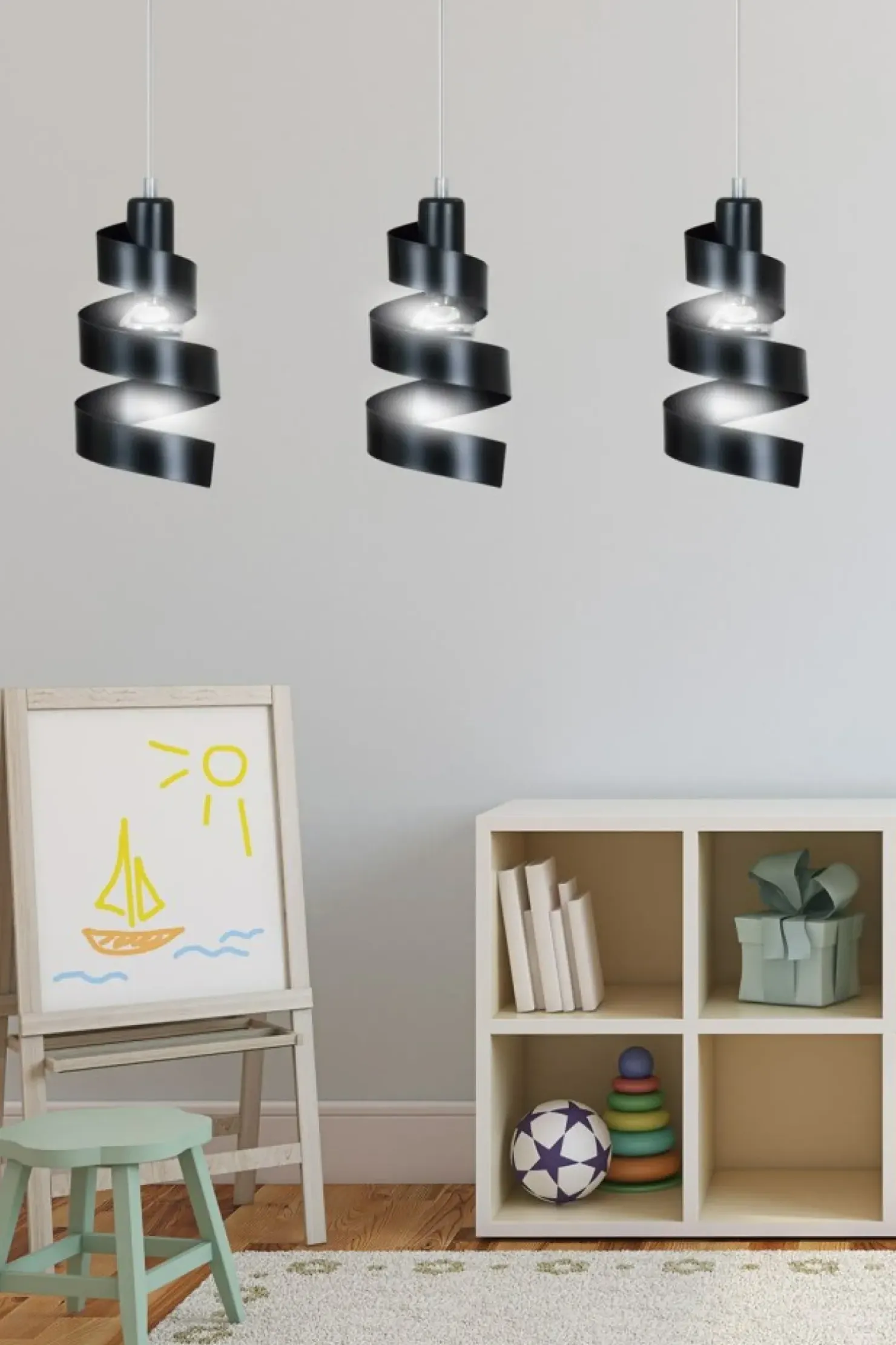 Sale Sklep Kaja Potrójna, czarna lampa wisząca, zawijasy 352/3 SAGA | Kaja Oświetlenie czarny