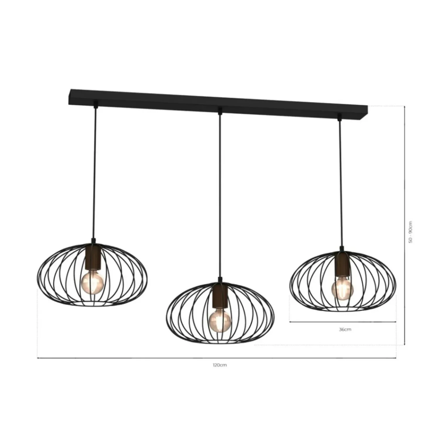 Store Sklep Kaja Potrójna lampa wisząca, brązowe elementy MLP7960 z serii MERIDIANO | Kaja Oświet