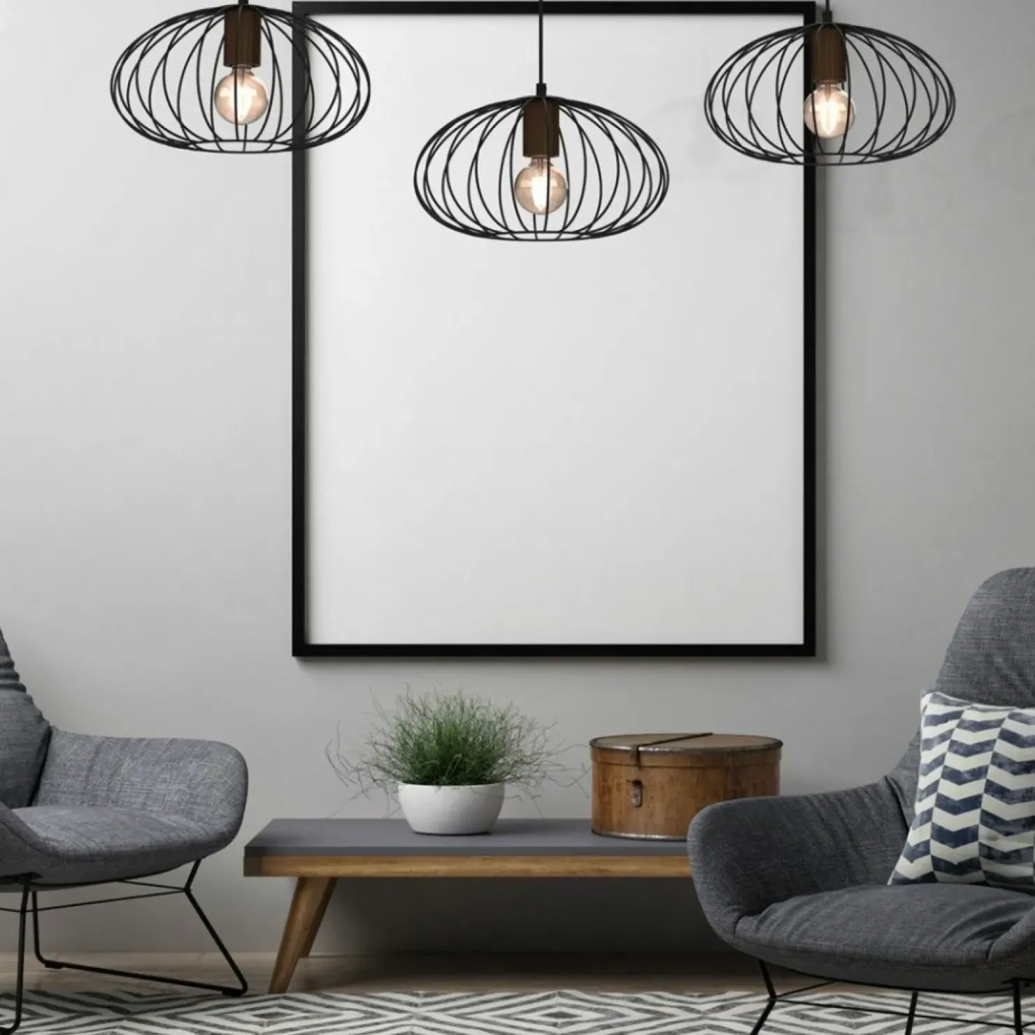 Store Sklep Kaja Potrójna lampa wisząca, brązowe elementy MLP7960 z serii MERIDIANO | Kaja Oświet