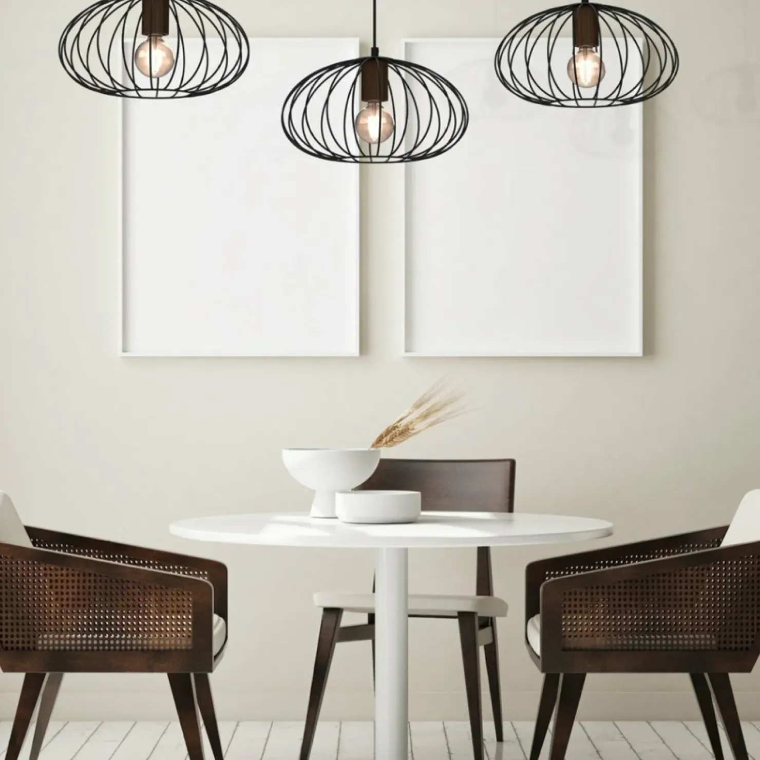 Store Sklep Kaja Potrójna lampa wisząca, brązowe elementy MLP7960 z serii MERIDIANO | Kaja Oświet