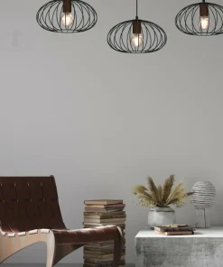 Store Sklep Kaja Potrójna lampa wisząca, brązowe elementy MLP7960 z serii MERIDIANO | Kaja Oświet