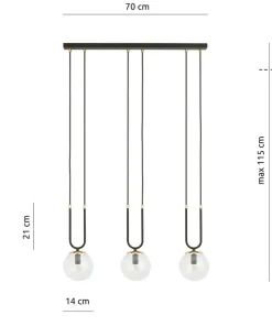 Shop Sklep Kaja Potrójna lampa wisząca do oświetlenia stołu 1114/3 GLAM | Kaja