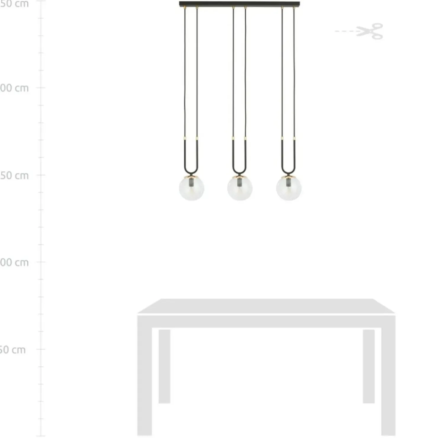 Shop Sklep Kaja Potrójna lampa wisząca do oświetlenia stołu 1114/3 GLAM | Kaja