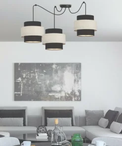 Discount Sklep Kaja Potrójna lampa wisząca do salonu, z abażurami 33-17864 z serii BENETA | Kaja Ośw