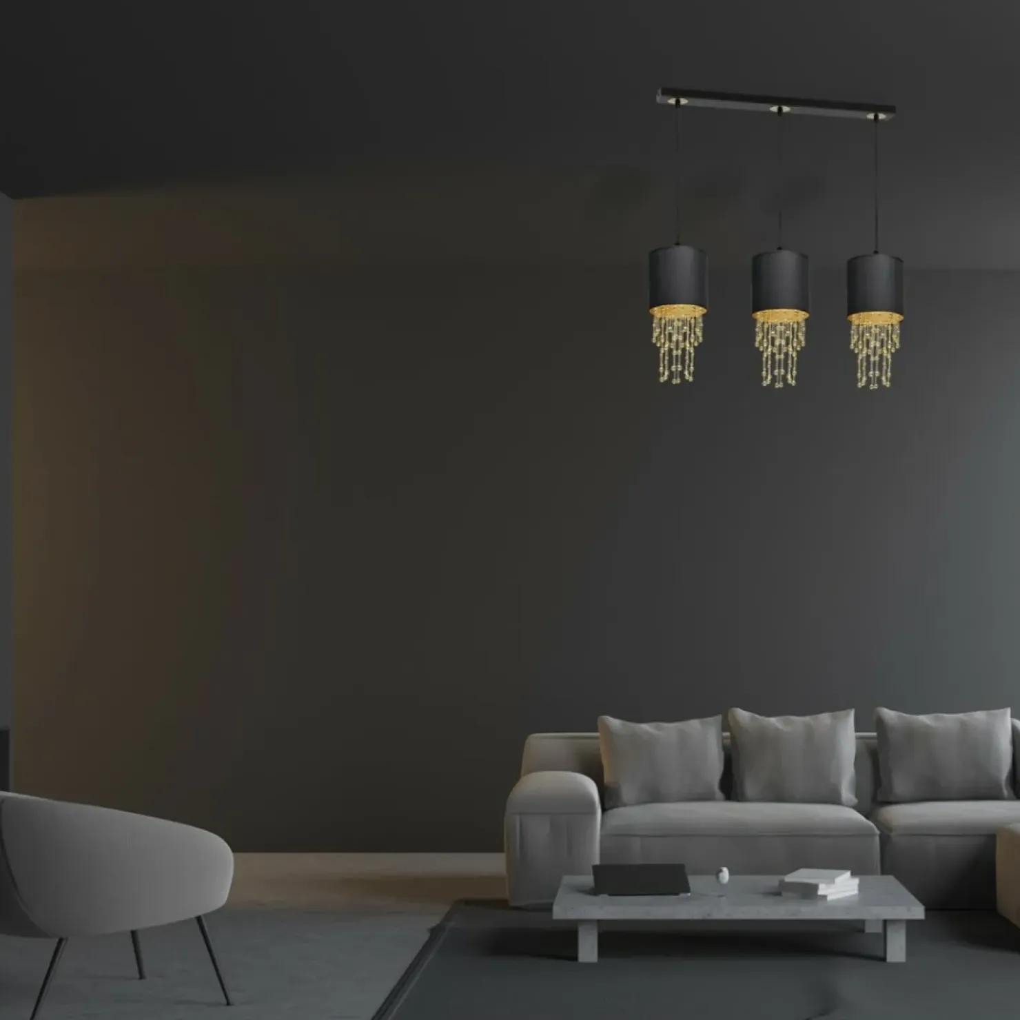 Potrójna lampa wisząca do salonu z abażurem MLP64400 z serii ALMERIA | Kaja Oświ*Sklep Kaja Flash Sale