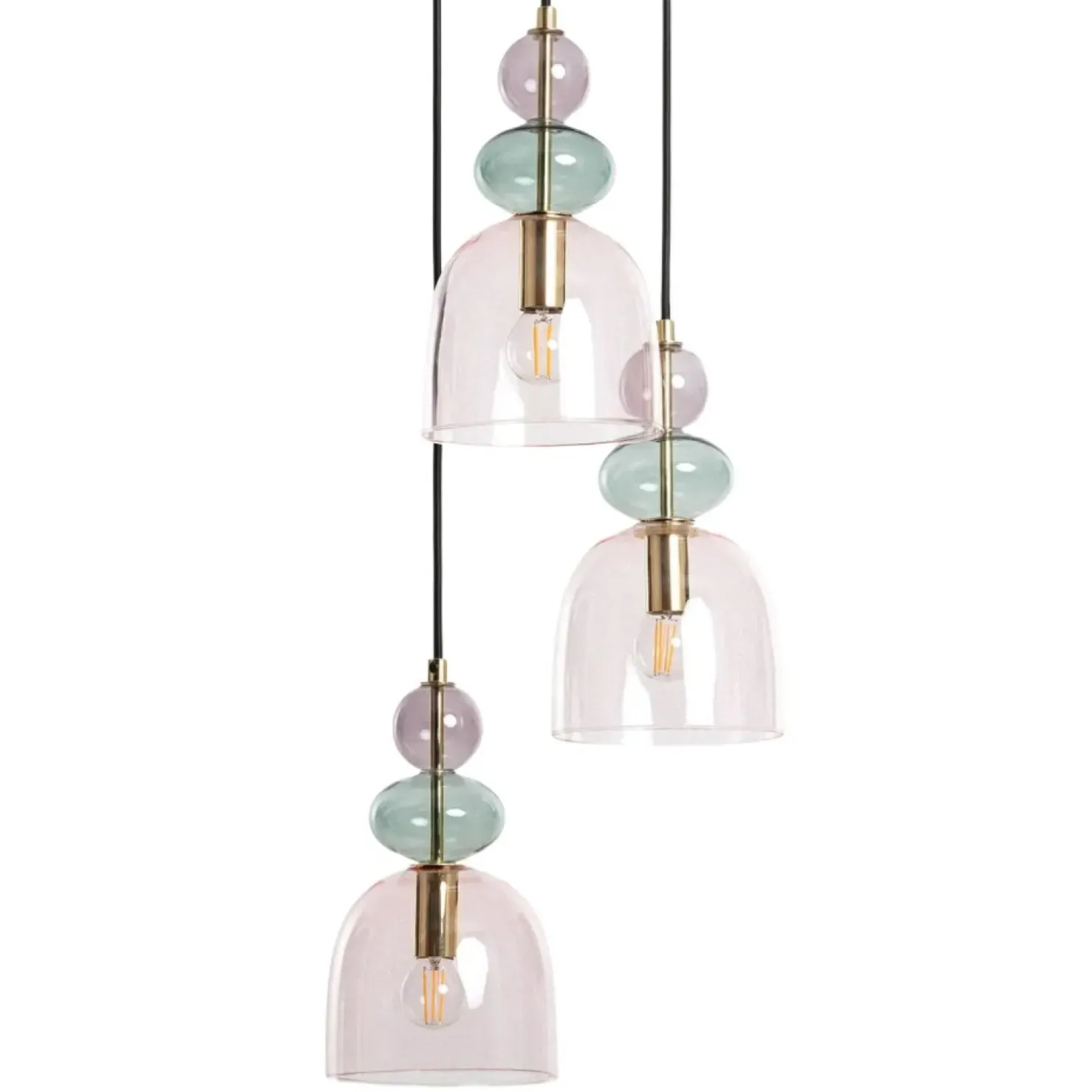 Best Sklep Kaja Potrójna lampa wisząca, kolorowe klosze ABR-3KOLOK-F KOLORENO | Kaja fioletowy